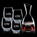 40 Oz. Rathburn Crystalline Carafe w/ 4 Stanford Wine Glasses